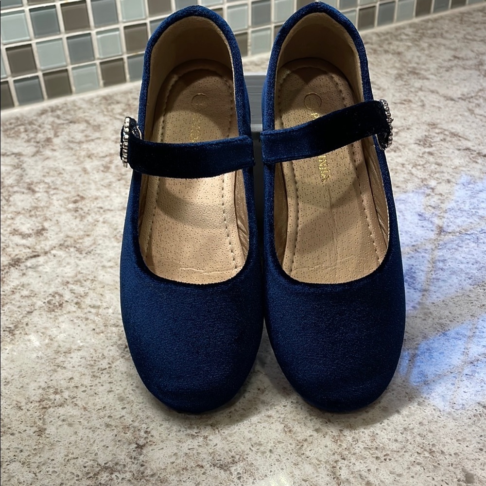 Navy Blue Dress Shoes with Strap and Rounded Toe